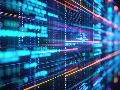 在服务器堆栈模糊背景下的光线